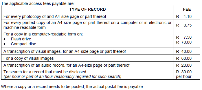 PAIA-Table-Access-Fees