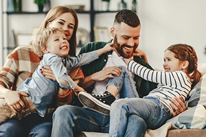 family playing together traditional plan